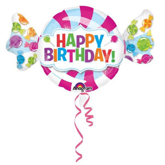 Globo formas caramelo "Happy birthday" 101 cm