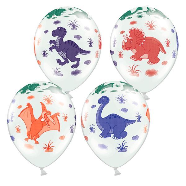 6 globos látex dinosaurios 28 cm