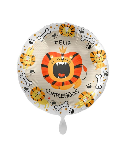 Globo mylar "Feliz cumpleaños" león 45cm