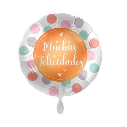 Globo mylar "Muchas felicidades" 45 cm
