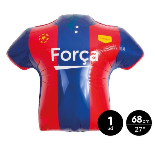 Globo camiseta fútbol azul y roja 68 cm