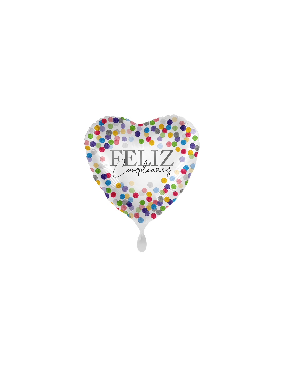 Globo corazón "Feliz cumpleaños" confeti 45 cm