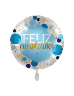 Globo mylar "Feliz cumpleaños" corazoncitos oro 45cm
