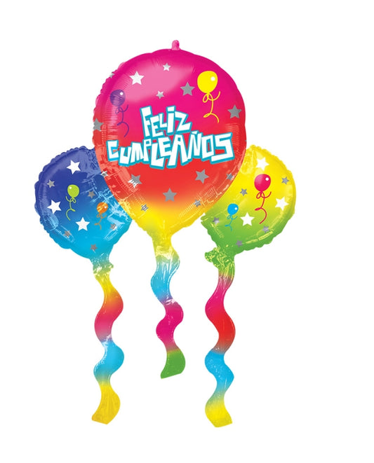 Globo"Feliz cumpleaños" remolino 90 cm