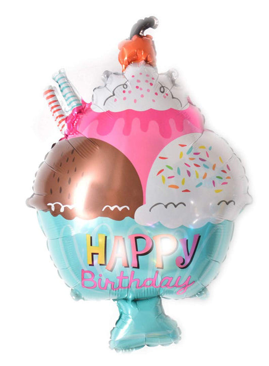 Globo forma copa helado "Happy birthday" 58 cm