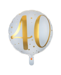 Globo mylar 45 cm número blanco y oro