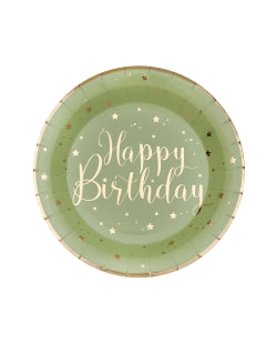 10 platos happy birthday verde 23 cm