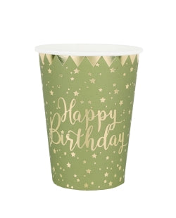 10 vasos happy birthday verde