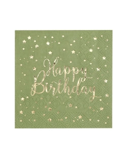 20 servilletas happy birthday verde 23x23