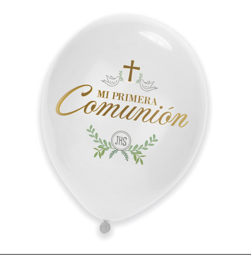 6 Globos látex "Mi Primera Comunión" 28 cm