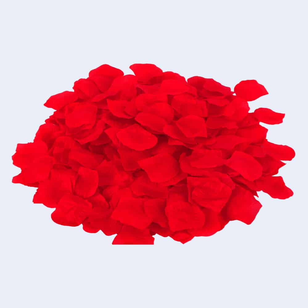 100 pétalos de rosa rojos tela