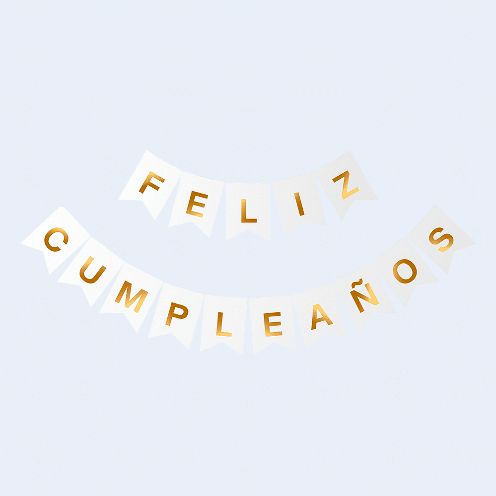 Guirnalda papel "Feliz cumpleaños" oro y blanco