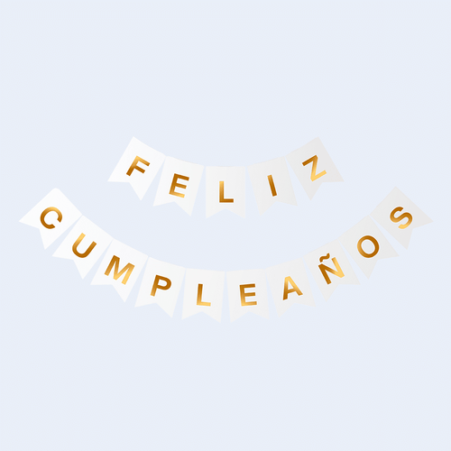 Guirnalda papel "Feliz cumpleaños" oro y blanco