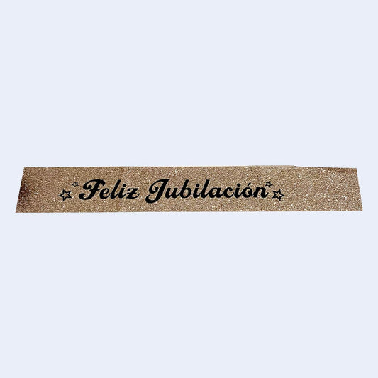 Banda "Feliz jubilación" glitter oro rosa