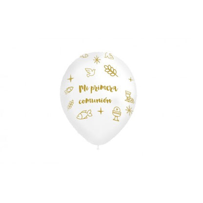 8 globos látex comunión 28 cm