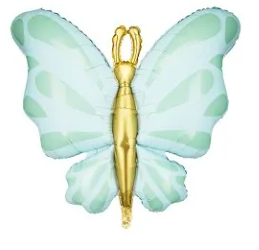 Globo forma mariposa rosa y oro 70 cm