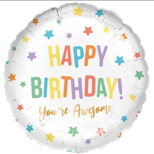 Globo mylar "Happy birthday! You´re awesome" 45 cm