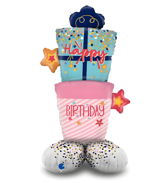 Globo airloonz cajas regalo "Happy birthday" 119 cm