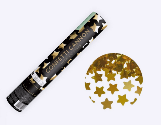 Cañón confetti estrellas oro 40 cm
