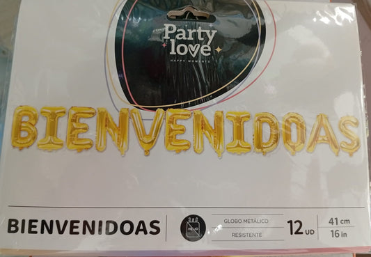 Guirnalda globos "Bienvenidoas" oro