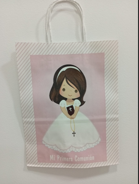 Bolsa mediana "Mi Primera Comunión" niña 20x27cm