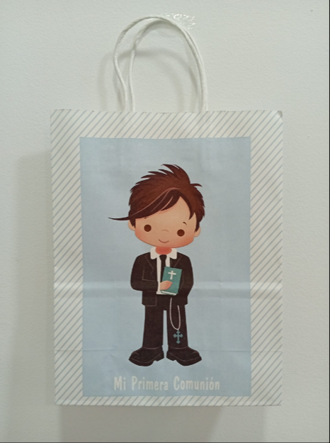 Bolsa mediana "Mi Primera Comunión" niño 20x27 cm