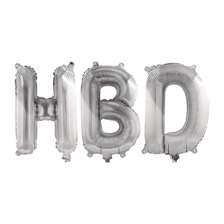 Globos letras HBD plata 86 cm