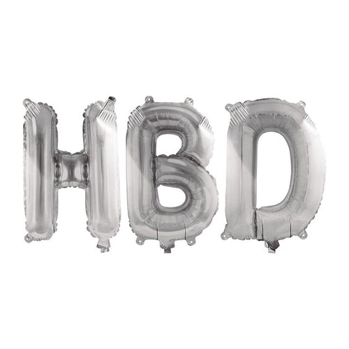 Globos letras HBD plata 86 cm
