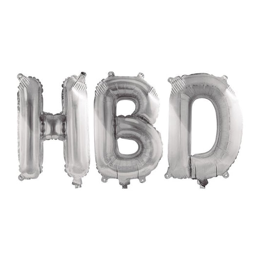 Globos letras HBD plata 86 cm