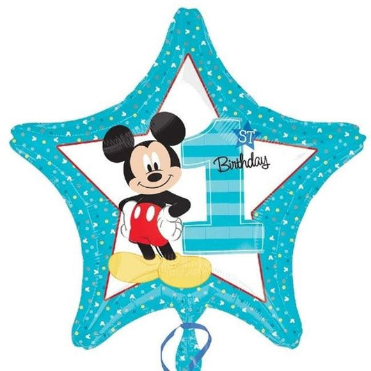 Globo forma estrella primer año Mickey 45 cm