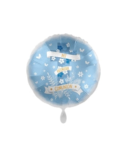 Globo mylar comunión cruz azul 45 cm