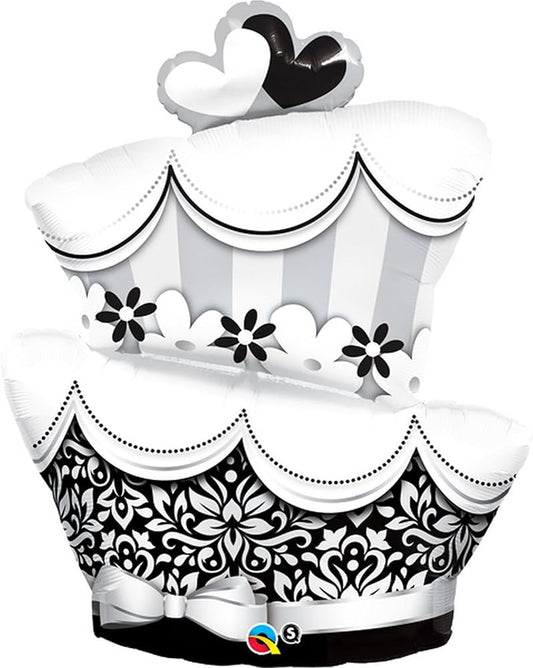 Globo superformas tarta negro/plata 104 cm